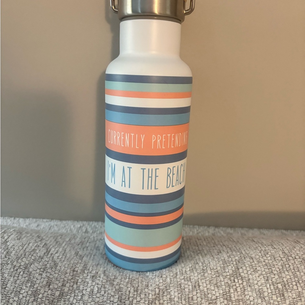 Striped Insulated Water Bottle - Blue, Orange, White